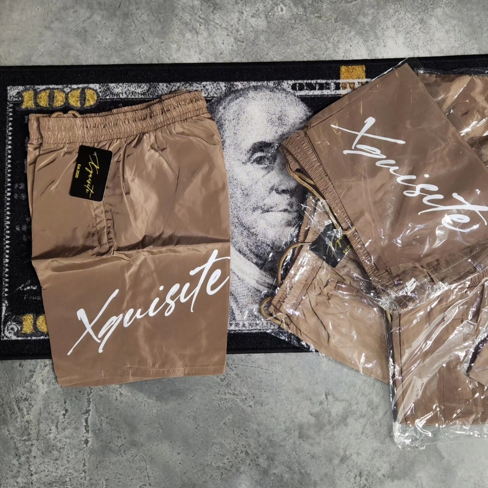 Xquisite "Cursive 23" Tan Shorts